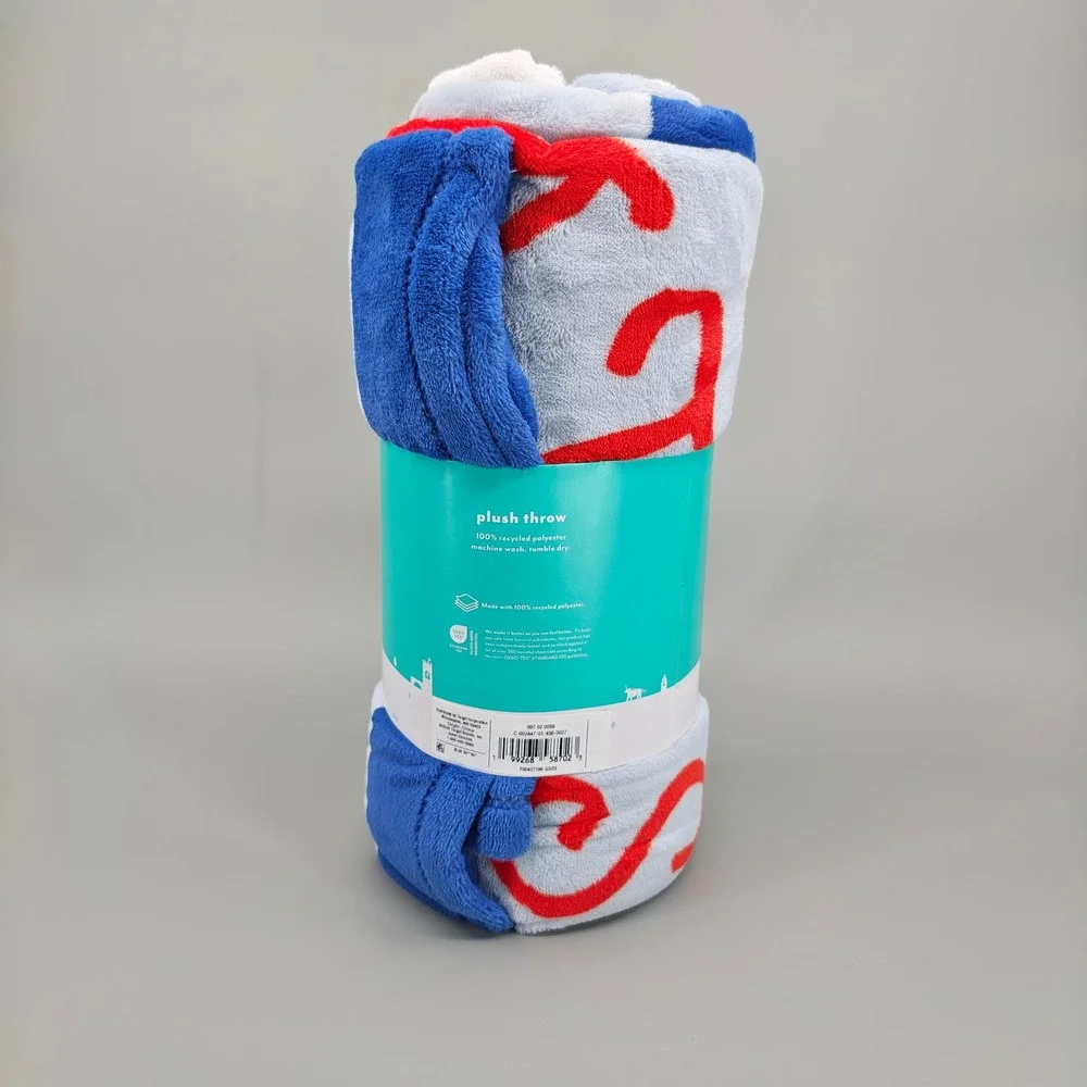 Pillowfort Plush Throw Blanket Patisserie Paris Dog 50x60 Blue 097 02 0059